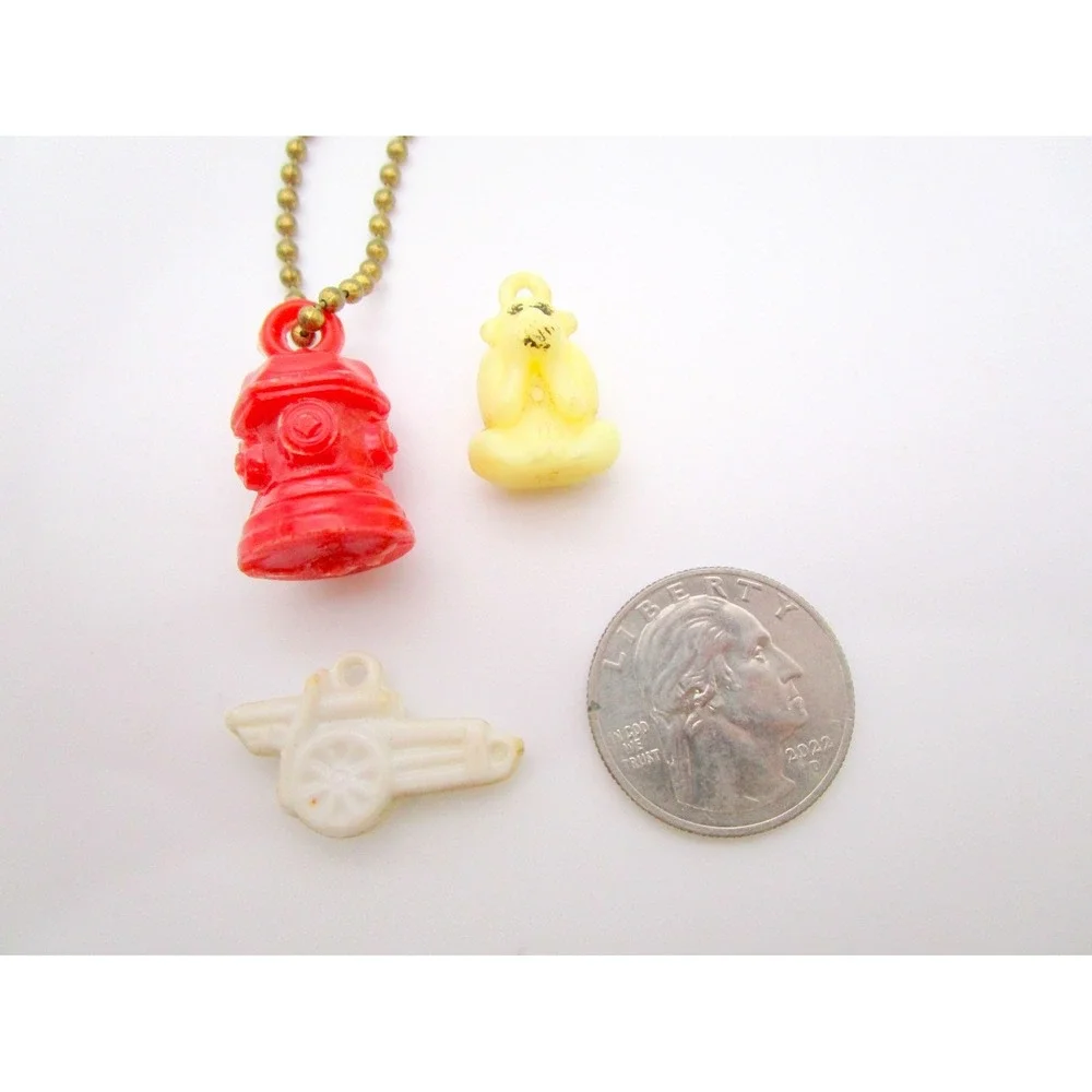 Cracker Jack Prize 3 Vintage Gumball Charms Fire Hydrant No Speak Monkey Cannon